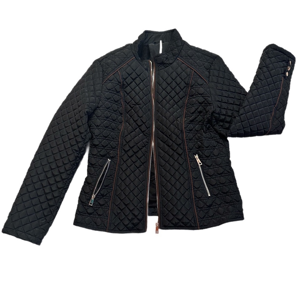 BELLIVERA ~ Black Quilted Bomber Jacket w/Plush Lining and Pockets size M/ML